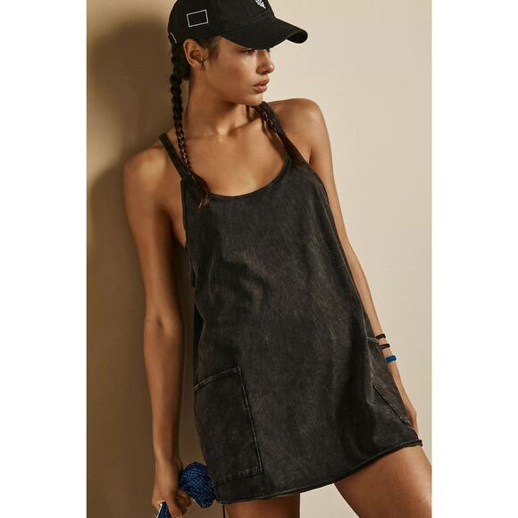 NWOT Free People Movement Black Hot Shot Mini Dress Romper Size Small - Picture 1 of 16